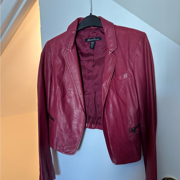 Red cropped faux leather jacket - size XS - Picture 1 of 3
